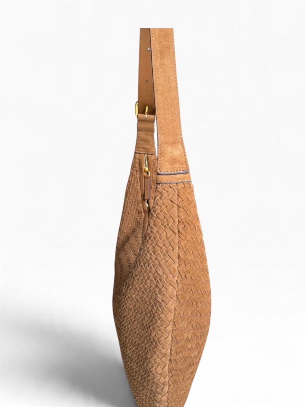 ๐ Madewell Essentials Curve Woven Shoulder Bag Suede Leather - Picture 6 of 11